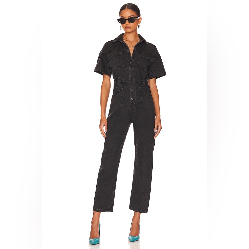 We The Free Black Denim Jumpsuit Boiler Suit
